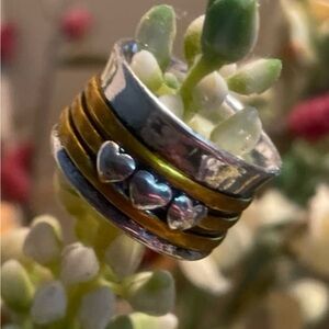 Elegant Silver and Gold Heart Ring